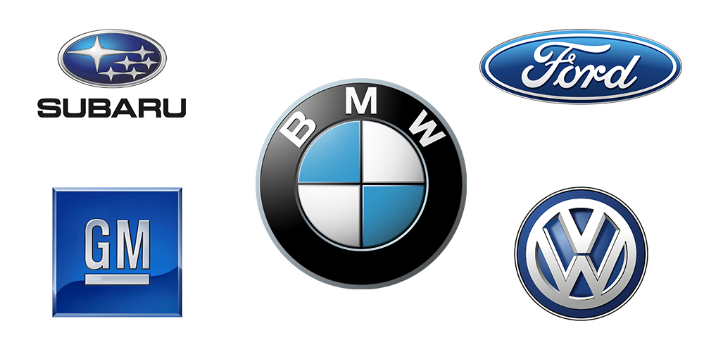 Blue automotive logos