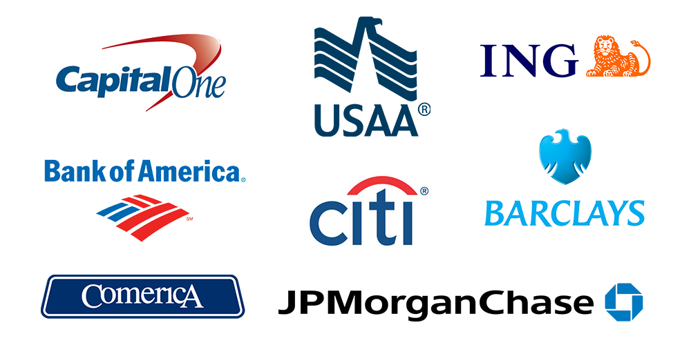 blue bank and financial logos