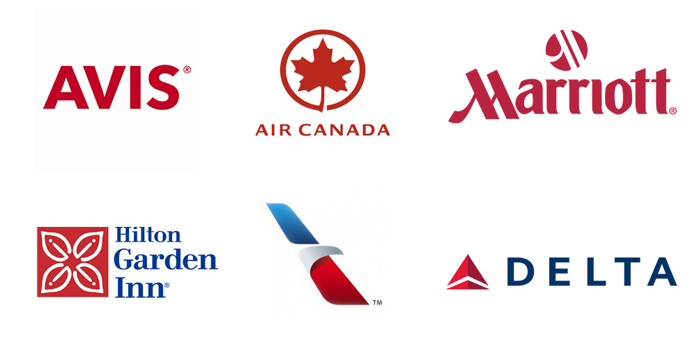 Travel industry logos that have red
