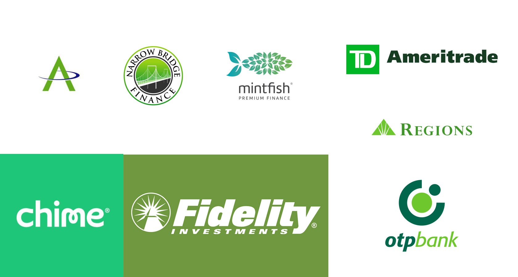 finance and banking industry logos that use greeen